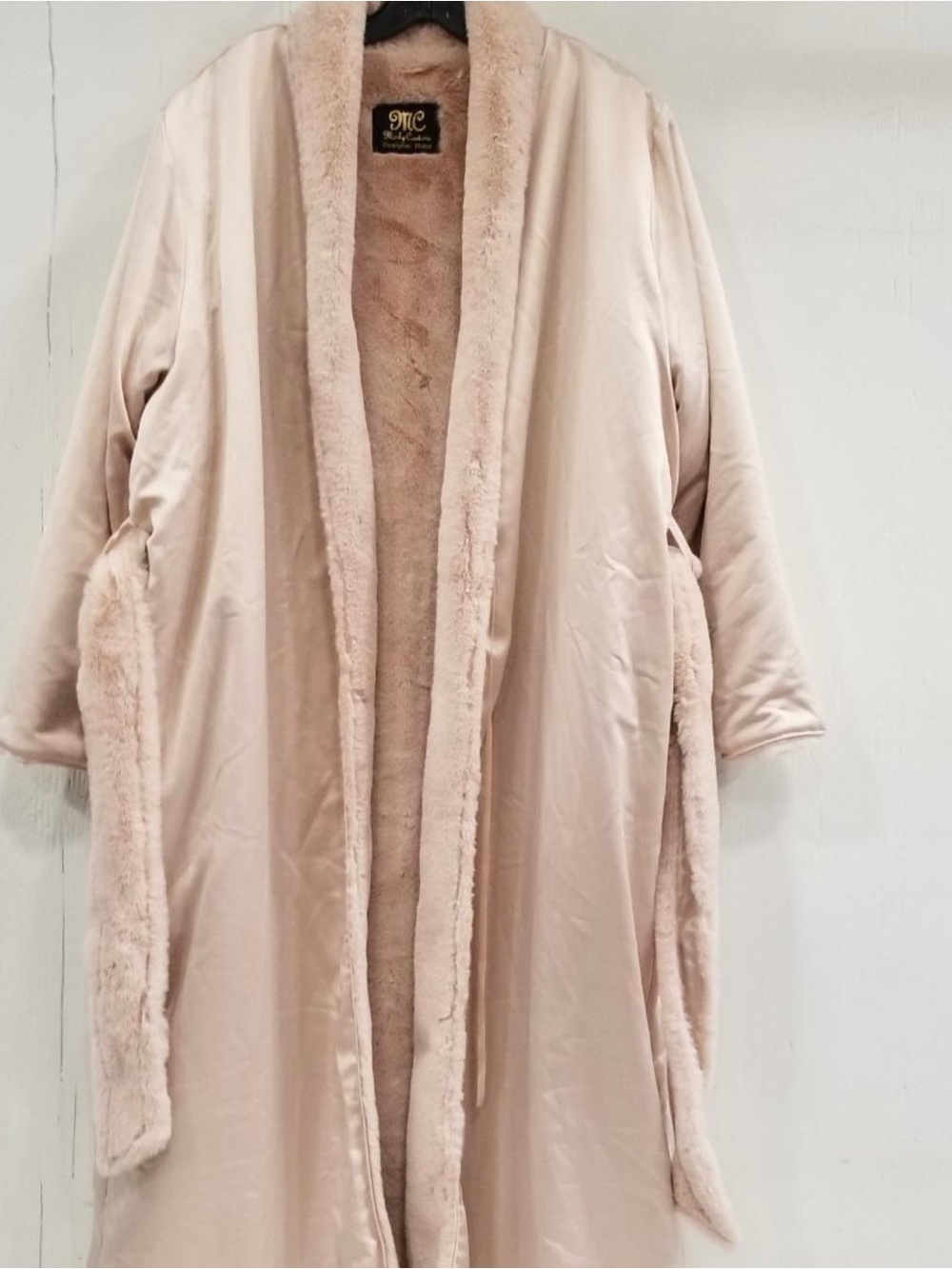 Plush-Trim Long Robe in Soft Blush - Minky Couture Collection